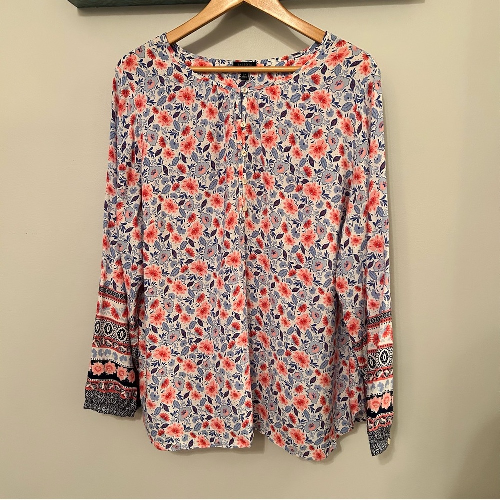 Talbots Multicolor Floral Blouse 2X, pretty details, never worn!